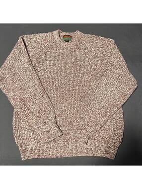 Vintage Oakton Limited Sweater Mens XL Maroon White Marled Knit Acrylic 80s